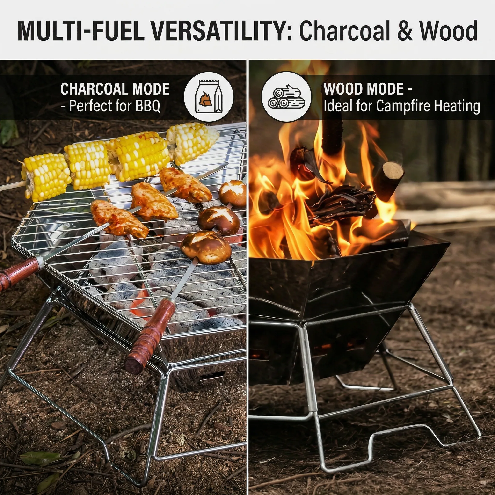 Hexagonal Fire Pit Grill detail