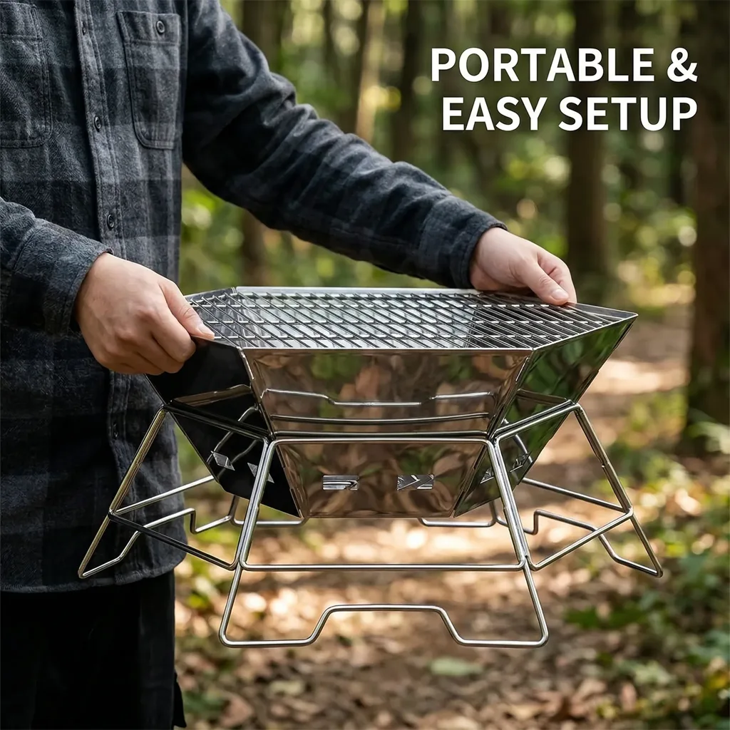 Hexagonal Fire Pit Grill detail