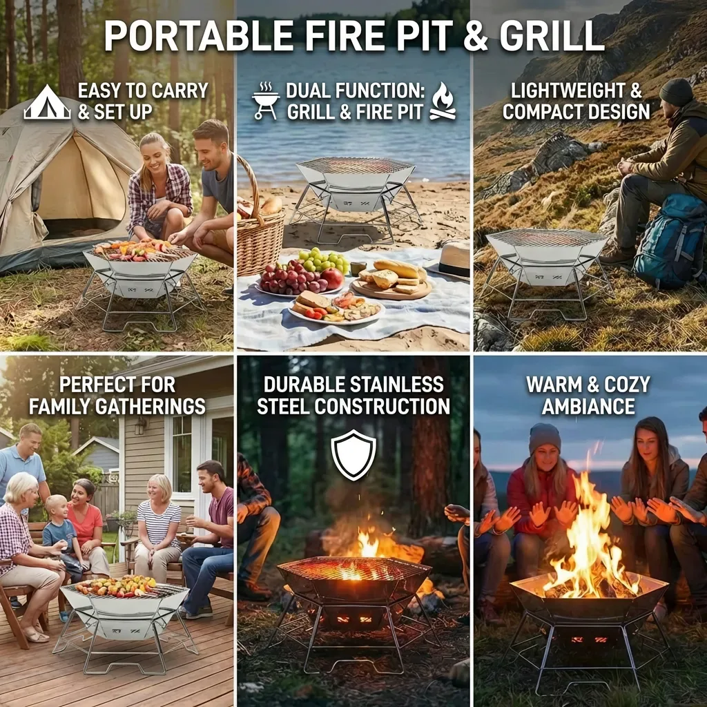Hexagonal Fire Pit Grill detail