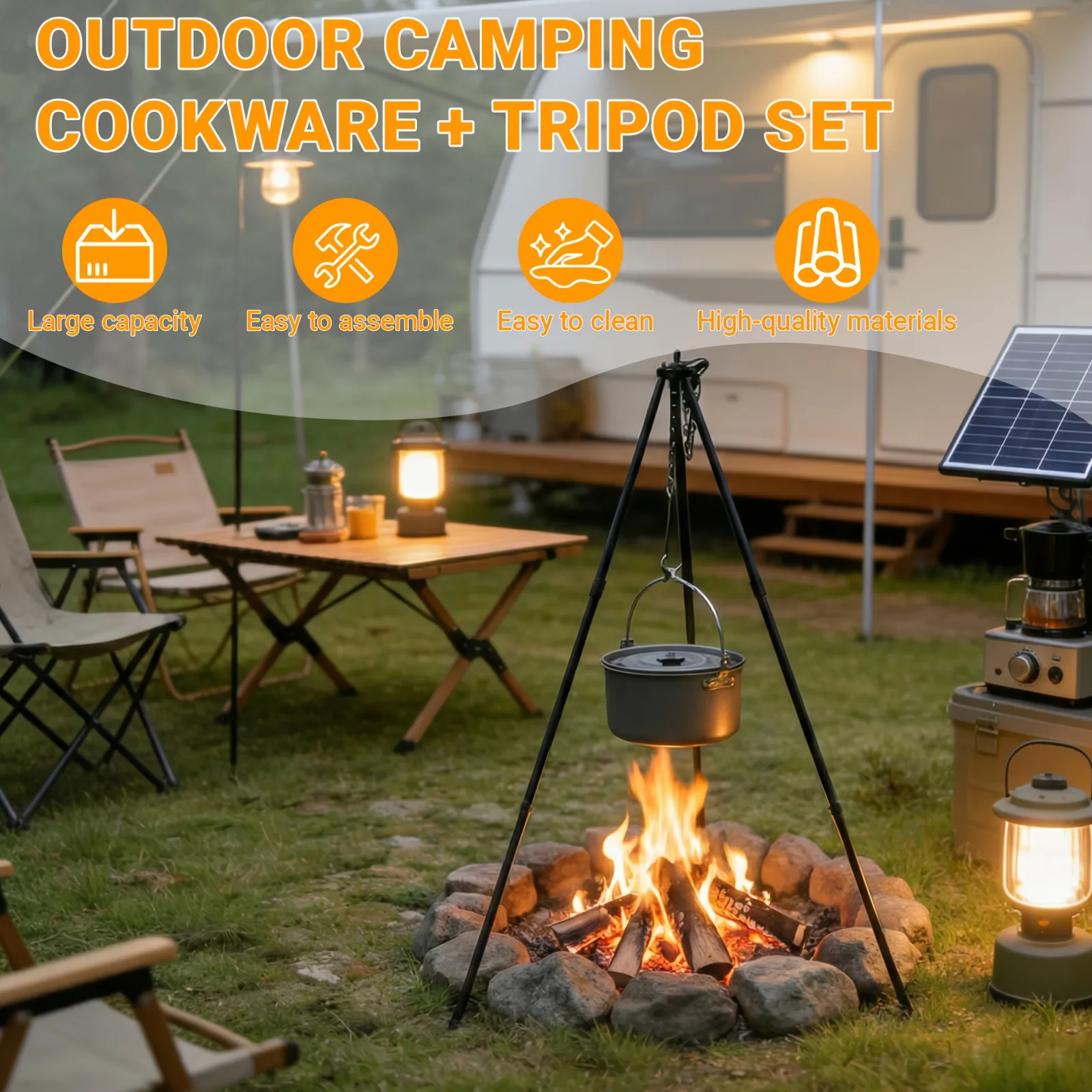 Adjustable Camping Tripod Pot Stand detail