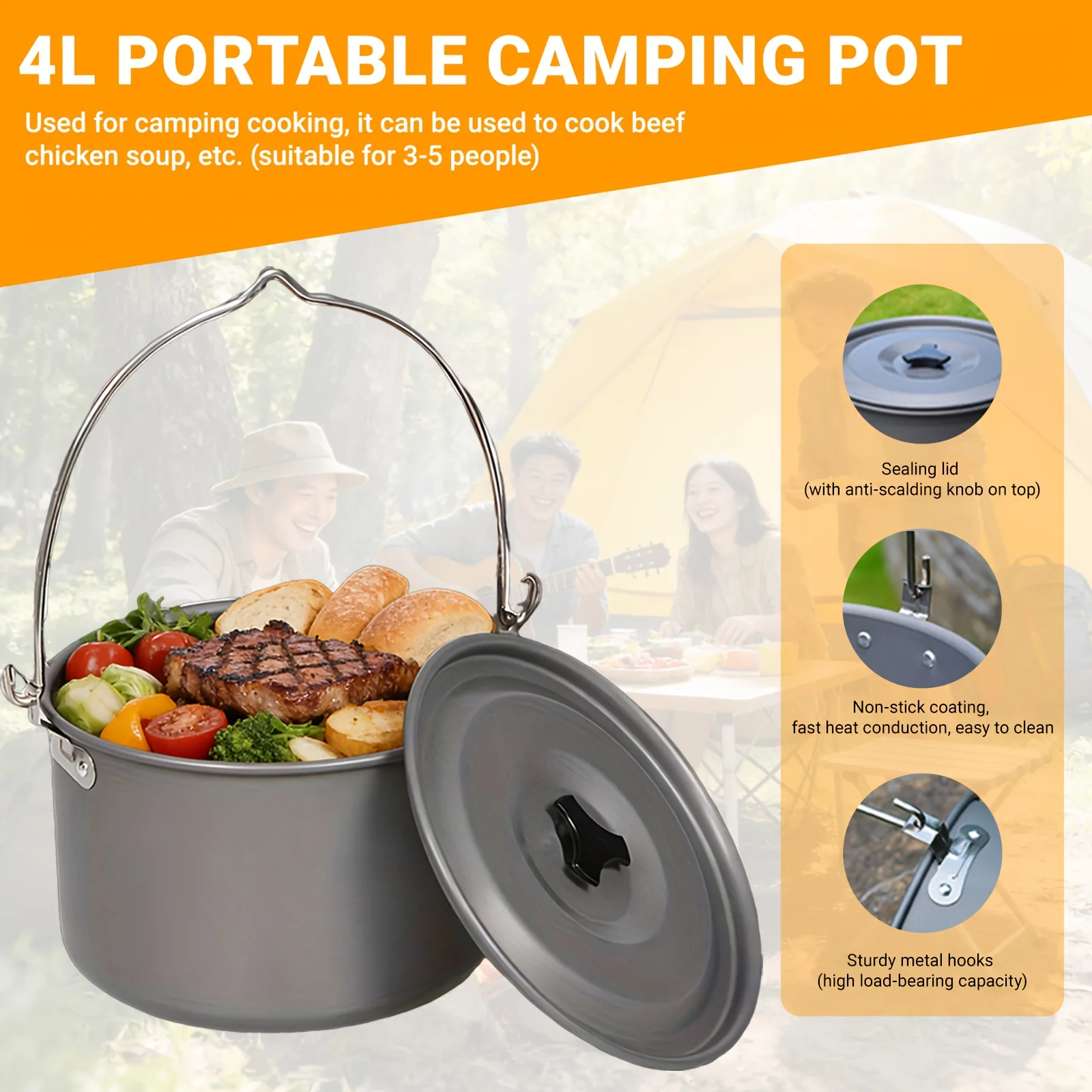 Adjustable Camping Tripod Pot Stand detail