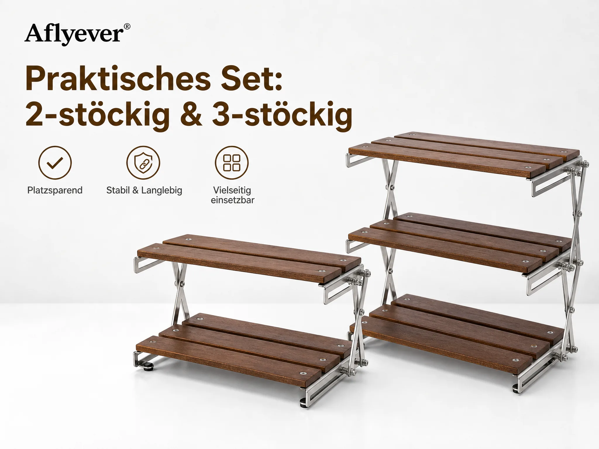 3-Tier Wooden Camping Storage Rack detail