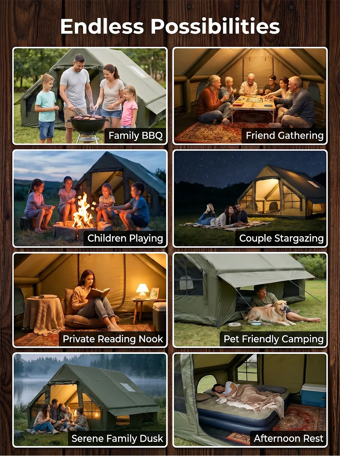 12 m² Green Tent with Double Small Windows product detail