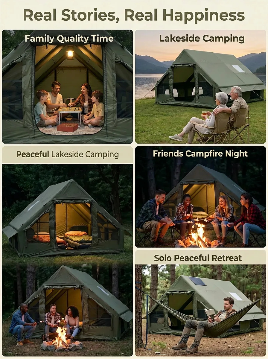 12 m² Green Tent with Double Small Windows product detail