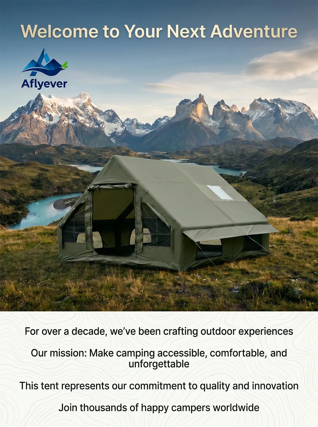 12 m² Green Tent with Double Small Windows product detail