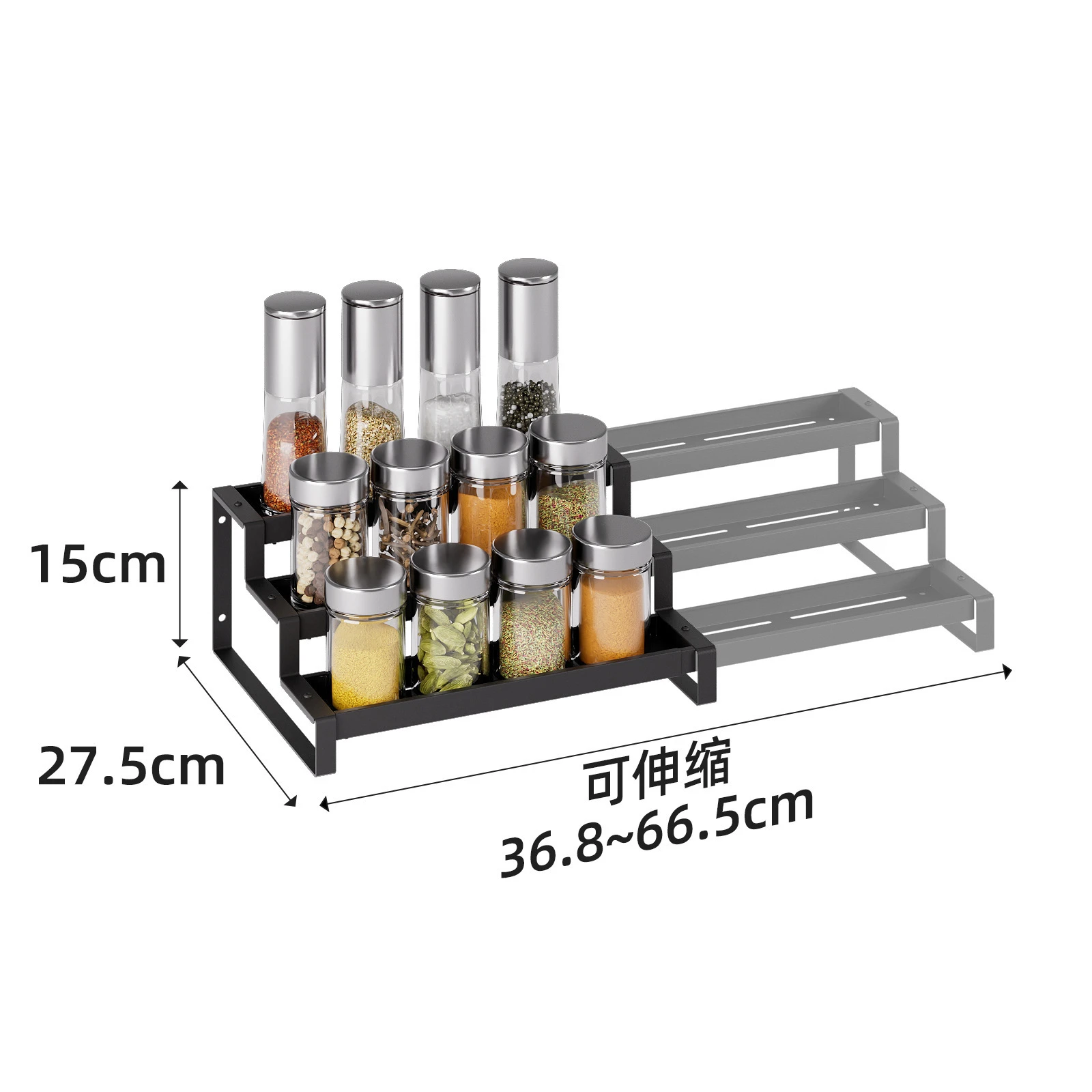 Expandable 3-Tier Spice Step Shelf product detail