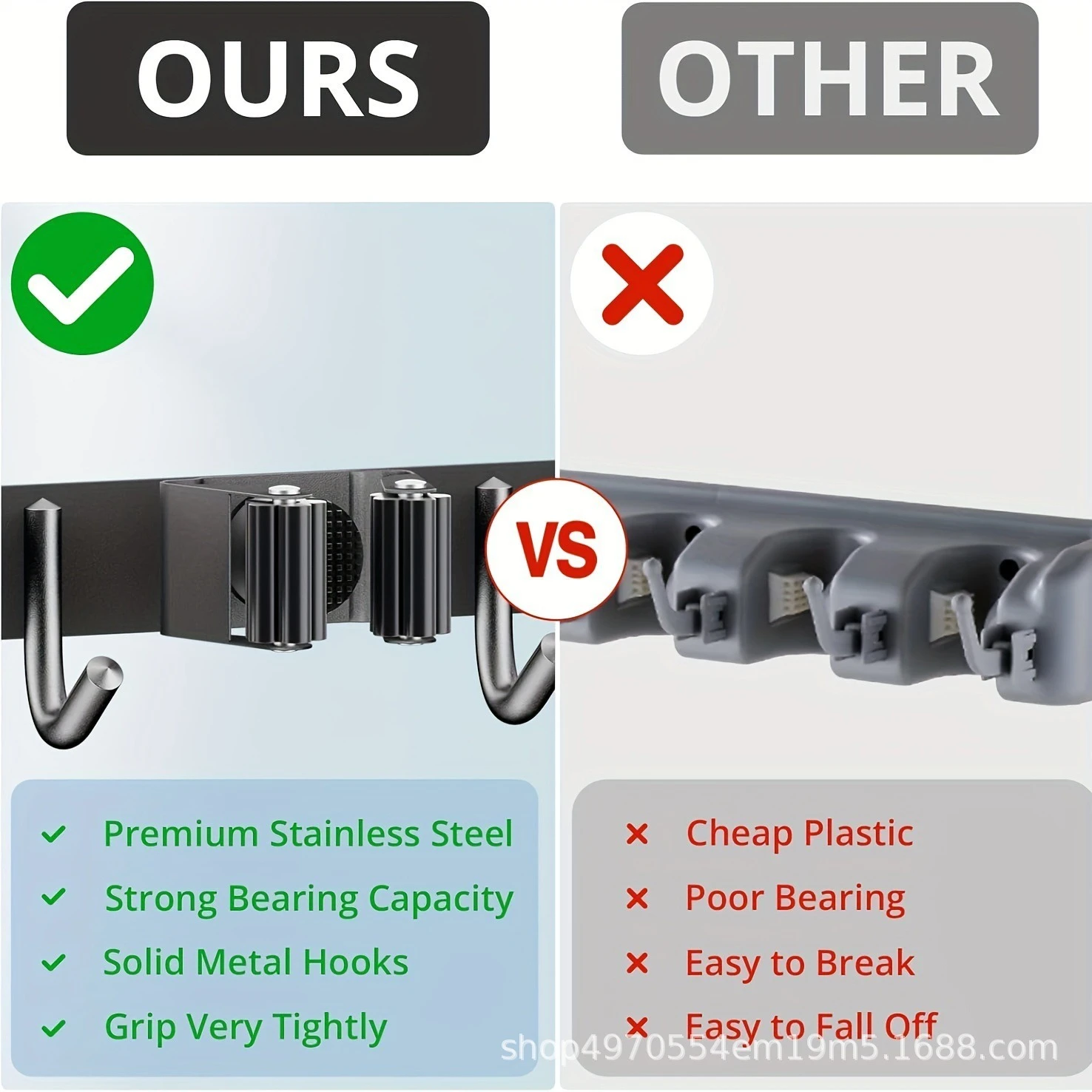 Wall-Mounted Mop & Broom Clamp Holder product detail