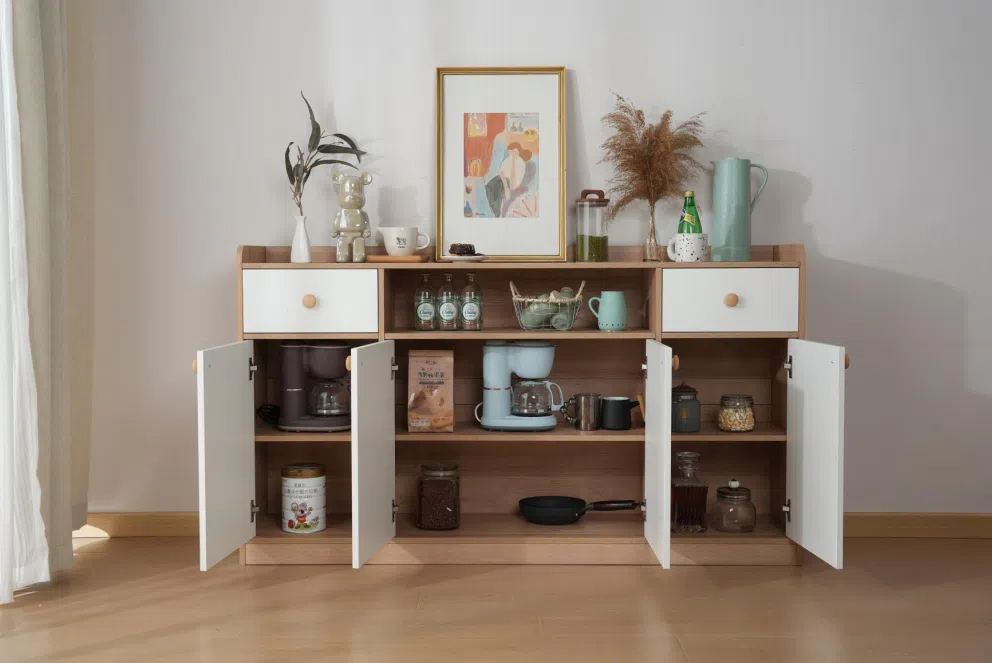 Solid Wood Veneer Living & Dining Sideboard Cabinet E5000 product detail
