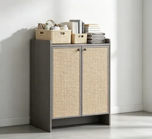 Rattan Door Breathable Entryway Shoe Cabinet J8001 product detail